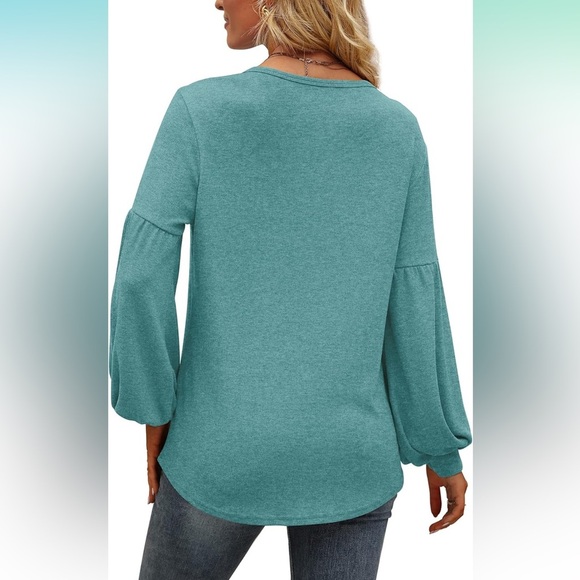 NWT Balloon Sleeve Tunic, Size XL, Turquoise - Picture 2 of 5